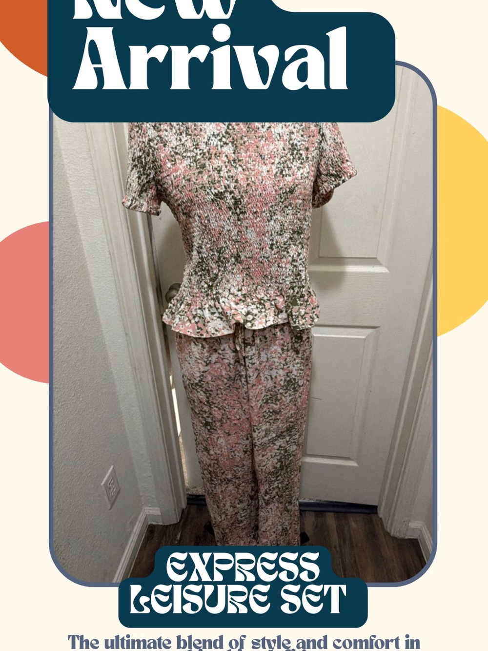 Express Floral Pink & Green Jumpsuit Set